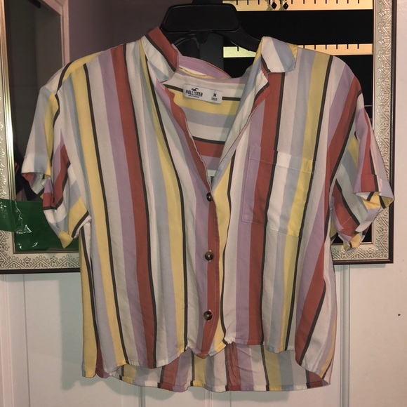 Hollister Cropped Stripe Summer Shirt - Picture 1 of 3